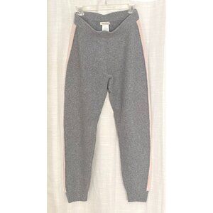 Gentle Herd 100% Cashmere Knit Lounge Jogger Pants - Sz L - Grey w/Pink Stripes